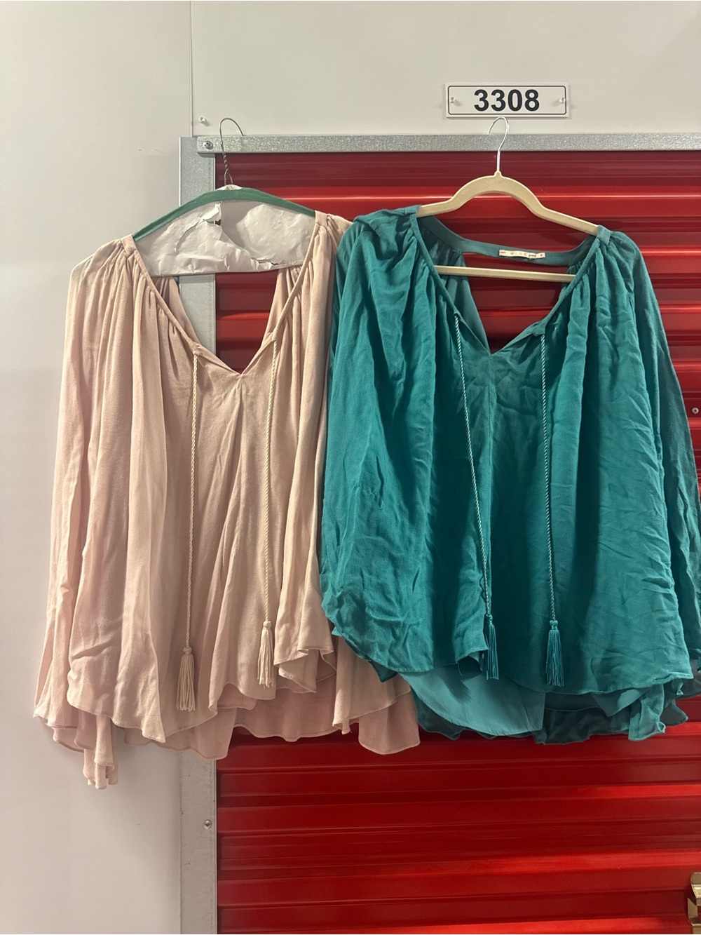 Wink Tassel Peasant Blouse - Blush and Teal